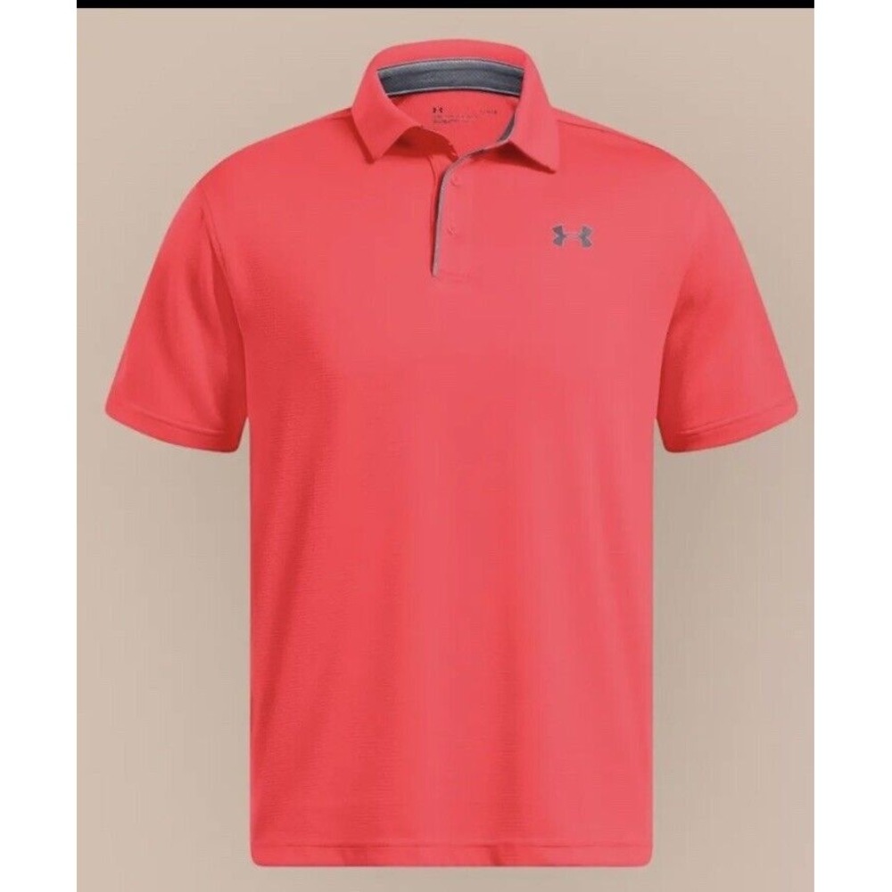 Under Armour Men Tech Polo Shirt‎ Lightweight Breathable Golf XL Red Orange New